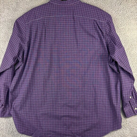Ralph Lauren Shirt Men 3XLT Tall Purple Plaid Business Casual Preppy Office - Picture 7 of 12